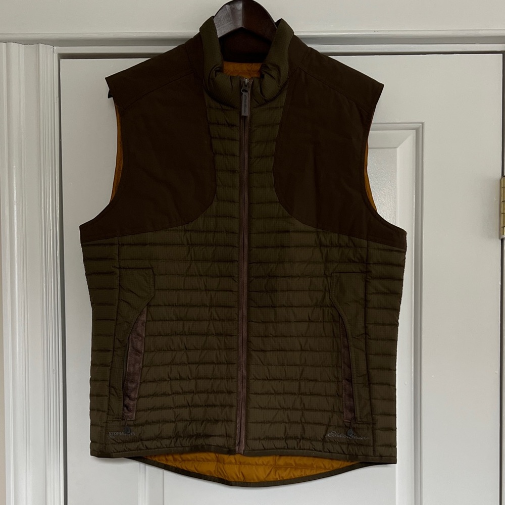 Eddie Bauer Storm Down Women’s Field VestOlive and Dark Brown Size Medium
